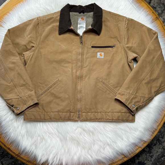 Carhartt Jackets Coats Vintage Carhartt Sandstone Detroit Jacket Sherpa Lined Wj97 Poshmark